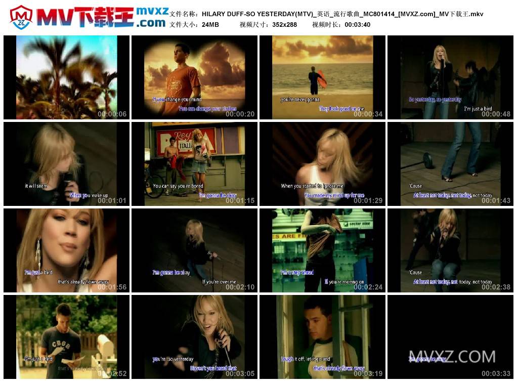 HILARY DUFF-SO YESTERDAY(MTV)_英语_流行歌曲_MC801414